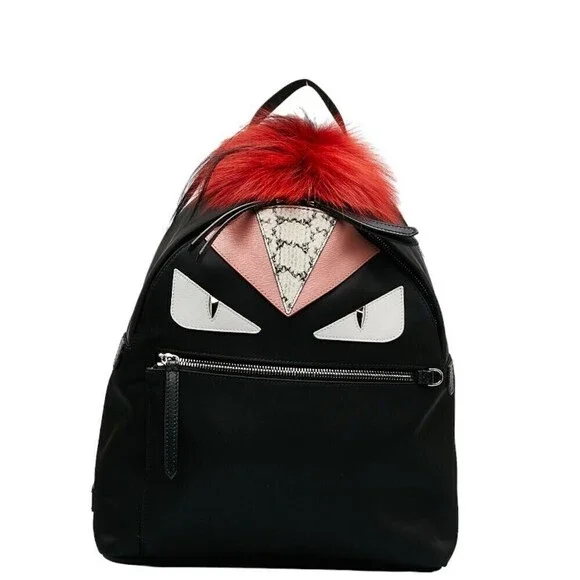 Authentic Fendi Nylon & Leather Monster Backpack Fendi Large Monster Black Backpack eye design nylon leather  main image 2